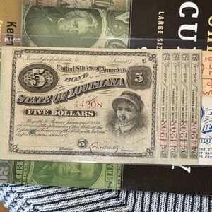Vintage State of Louisiana Five Dollar Bond